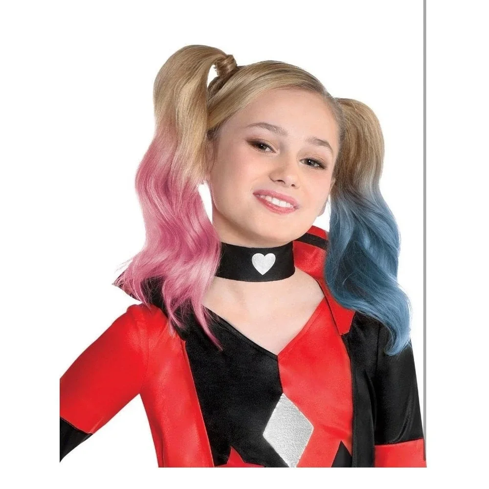 DC Harley Quinn Halloween Costume Romper Cosplay Dress‎ Up Girls Medium 8-10 NEW